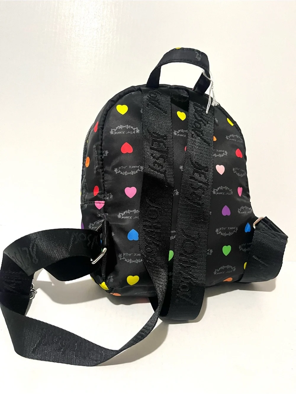 Betsey Johnson nylon Black Mini Heart Print Backpack